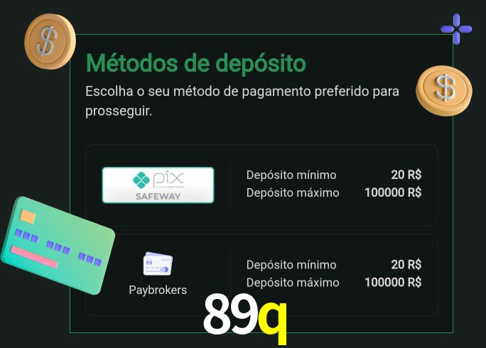 O cassino 89q oferece uma grande variedade de métodos de pagamento